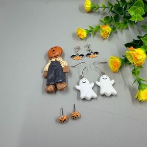 Vintage Y2K Halloween Earrings and Brooch Lot